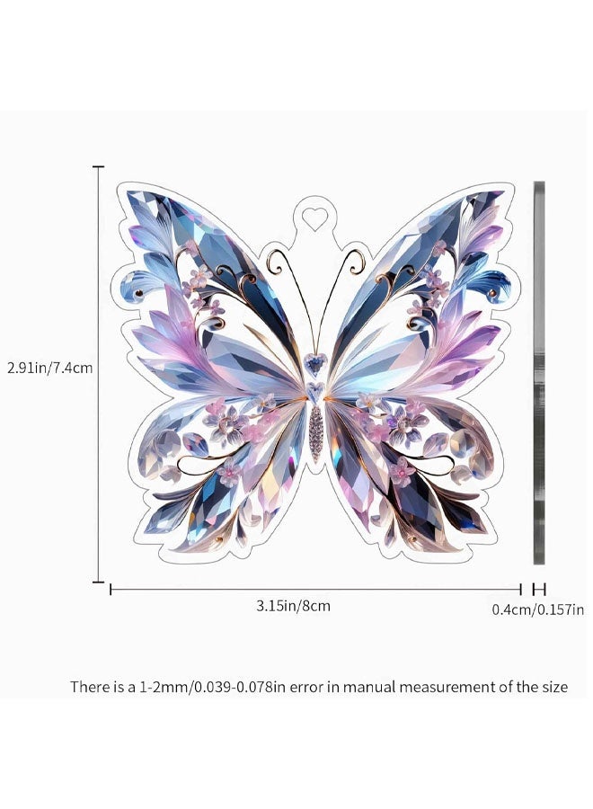 2 PCS Butterfly Car Accessories, Butterfly Car Rear View Mirror Charm Hanging Decoration Accessories Pendant, Cute Purple Aesthetic Decor Gifts Interior Ornament Truck Christmas - Image 2